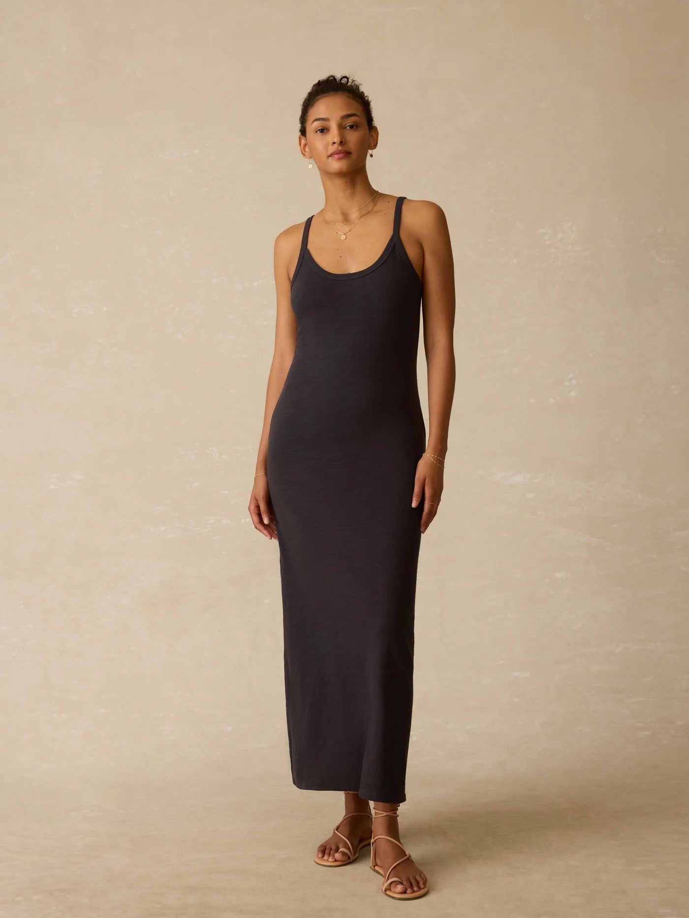 ALLEN-Slub Tank Dress - Washed Black
