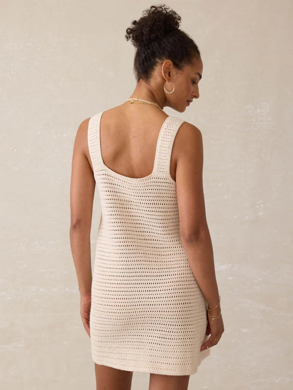 ALLEN-Crochet Sleeveless Dress - Cream